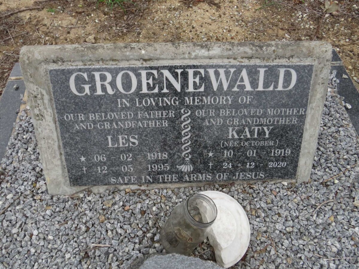 GROENEWALD Les 1918-1995 &amp; Katy OCTOBER 1919-2020