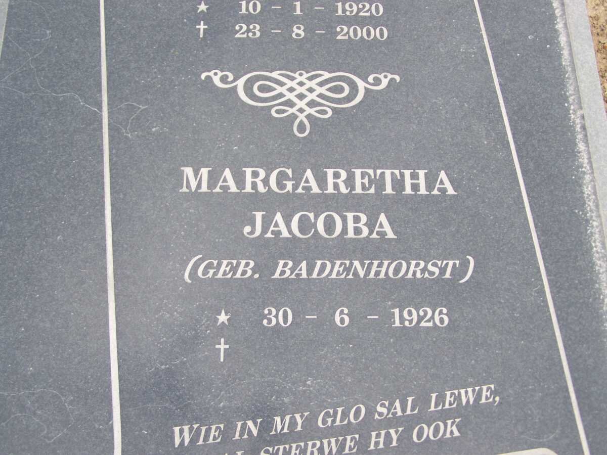 HOEPFNER Tobias Gerhardus 1920-2000 &amp; Margaretha Jacoba BADENHORST 1926- _2