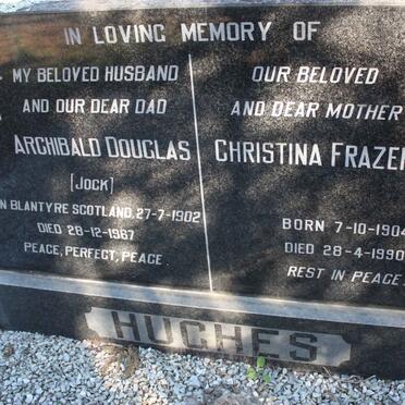 HUGHES Archibald Douglas 1902-1967 &amp; Christina Frazer 1904-1990