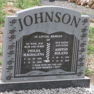 JOHNSON Ashton Roland 1932-2012 & Philda Magdalena 1939-2006