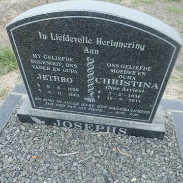 JOSEPHS Jethro 1929-2002 & Christina ARRIES 1936-2011