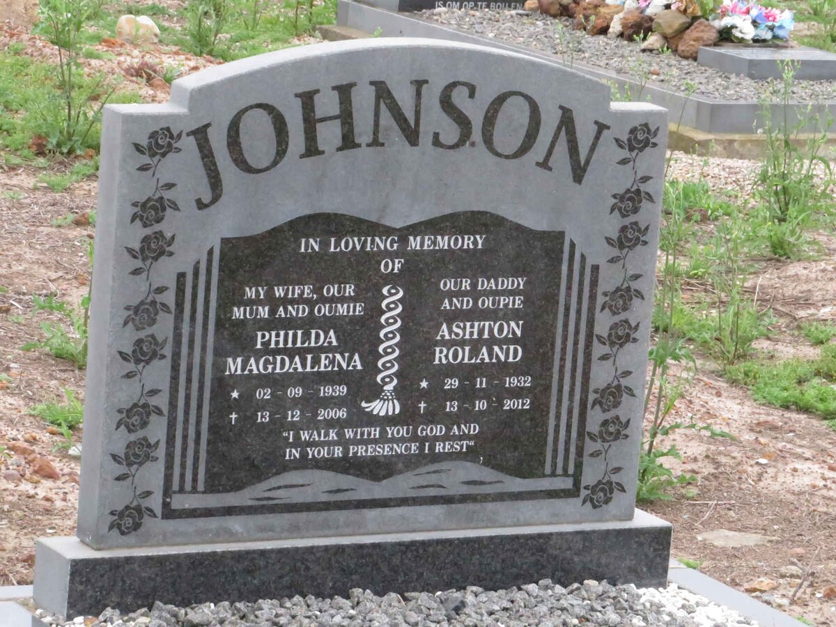 JOHNSON Ashton Roland 1932-2012 & Philda Magdalena 1939-2006