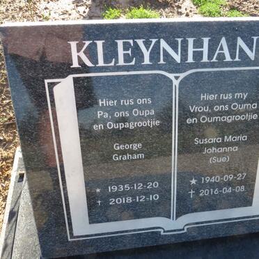 KLEYNHANS George Graham 1935-2018 & Susara Maria Johanna 1940-2016