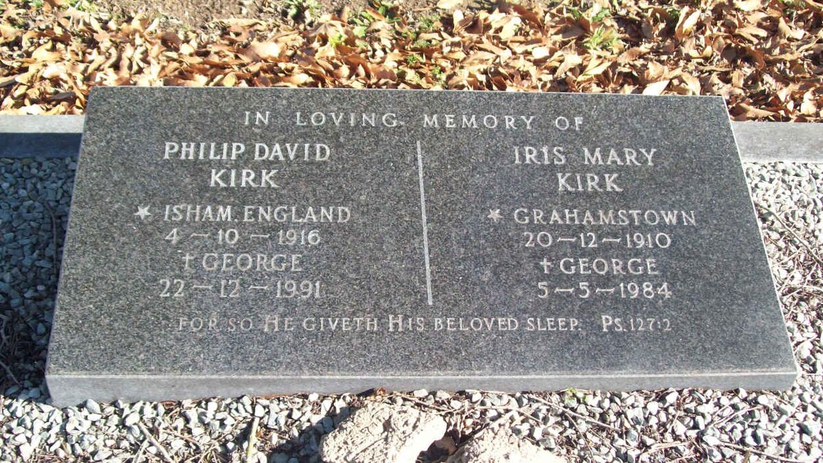 KIRK Philip David 1916-1991 &amp; Iris Mary 1910-1984