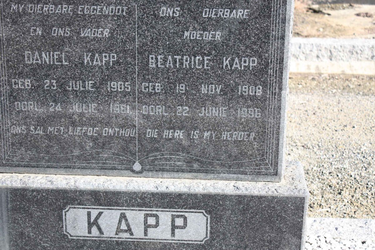 KAPP Daniel 1905-1961 &amp; Beatrice 1908-1996
