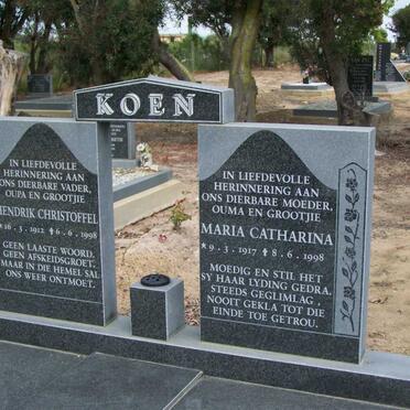 KOEN Hendrik Christoffel 1912-1998 &amp; Maria Catharina 1917-1998