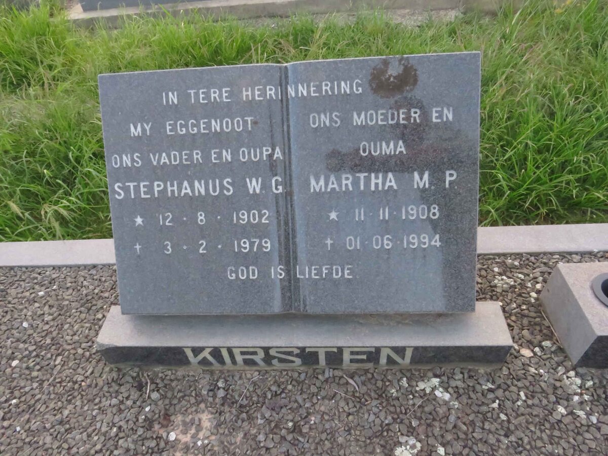 KIRSTEN Stephanus W.G. 1902-1979 & Martha M.P. 1908-1994