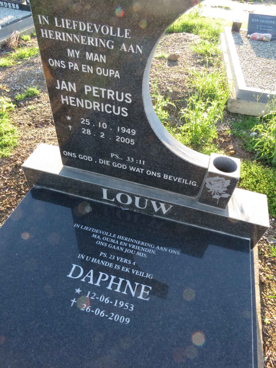 LOUW Jan Petrus Hendricus 1949-2005 & Daphne 1953-2009