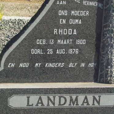 LANDMAN Rhoda 1900-1976