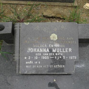 MULLER Johanna nee VAN DER WATH 1905-1979