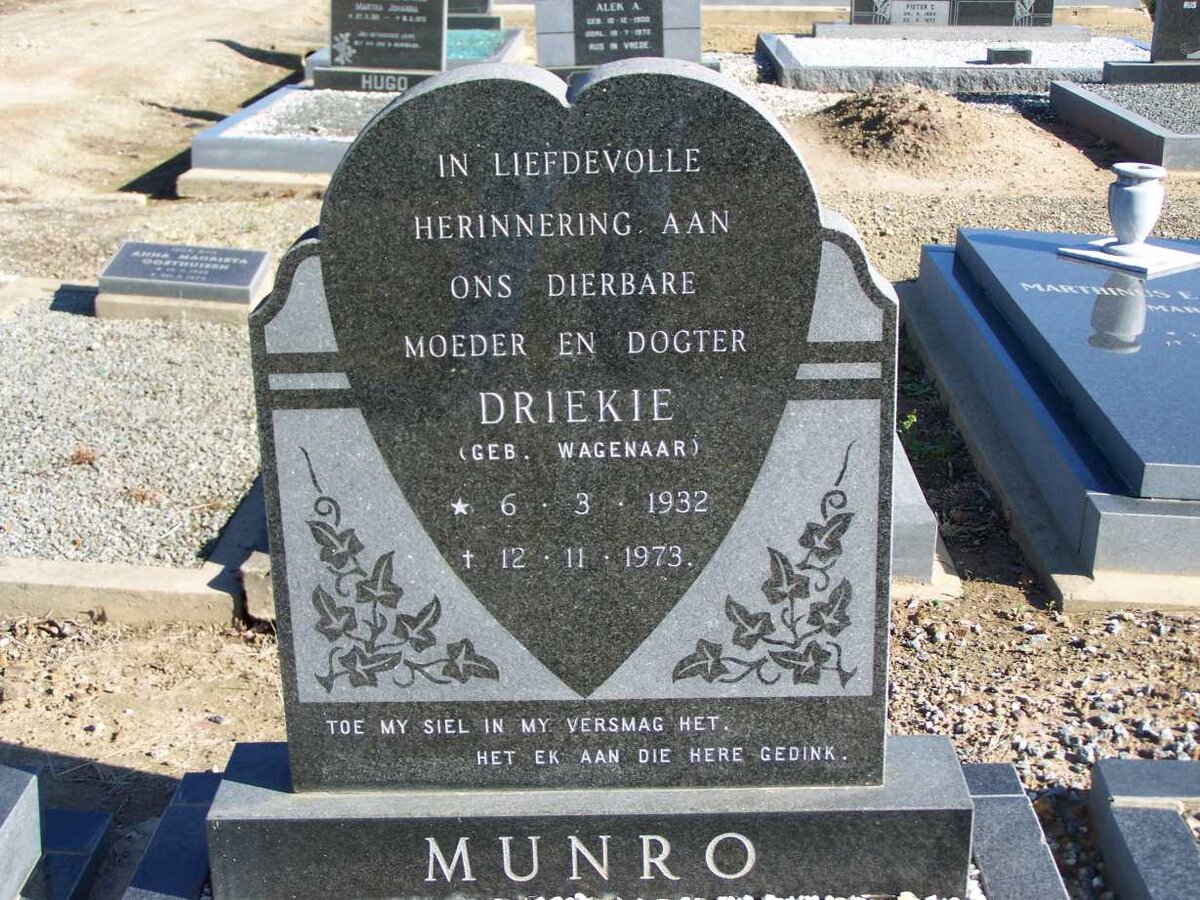 MUNRO Driekie nee WAGENAAR 1932-1973