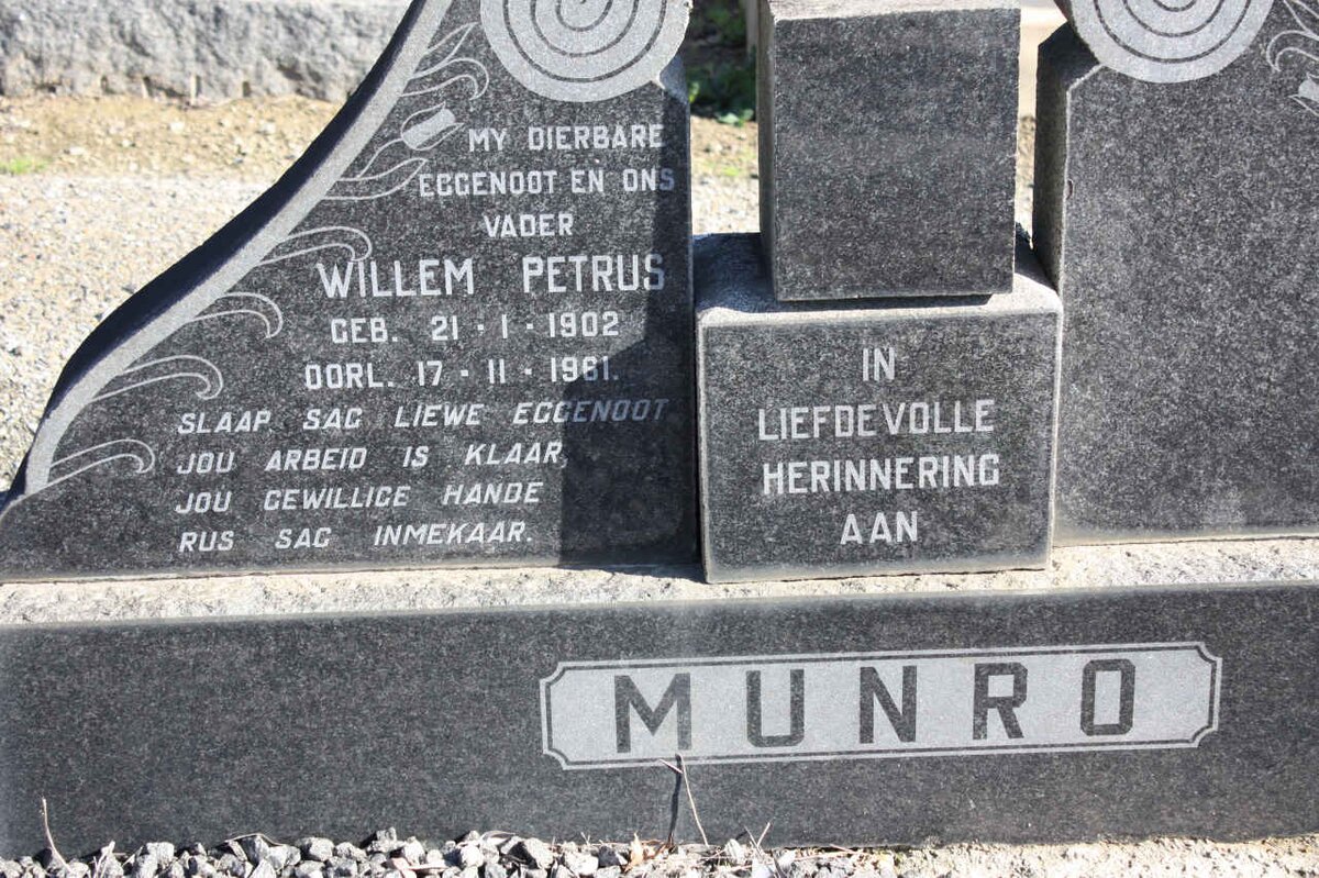 MUNRO Willem Petrus 1902-1961