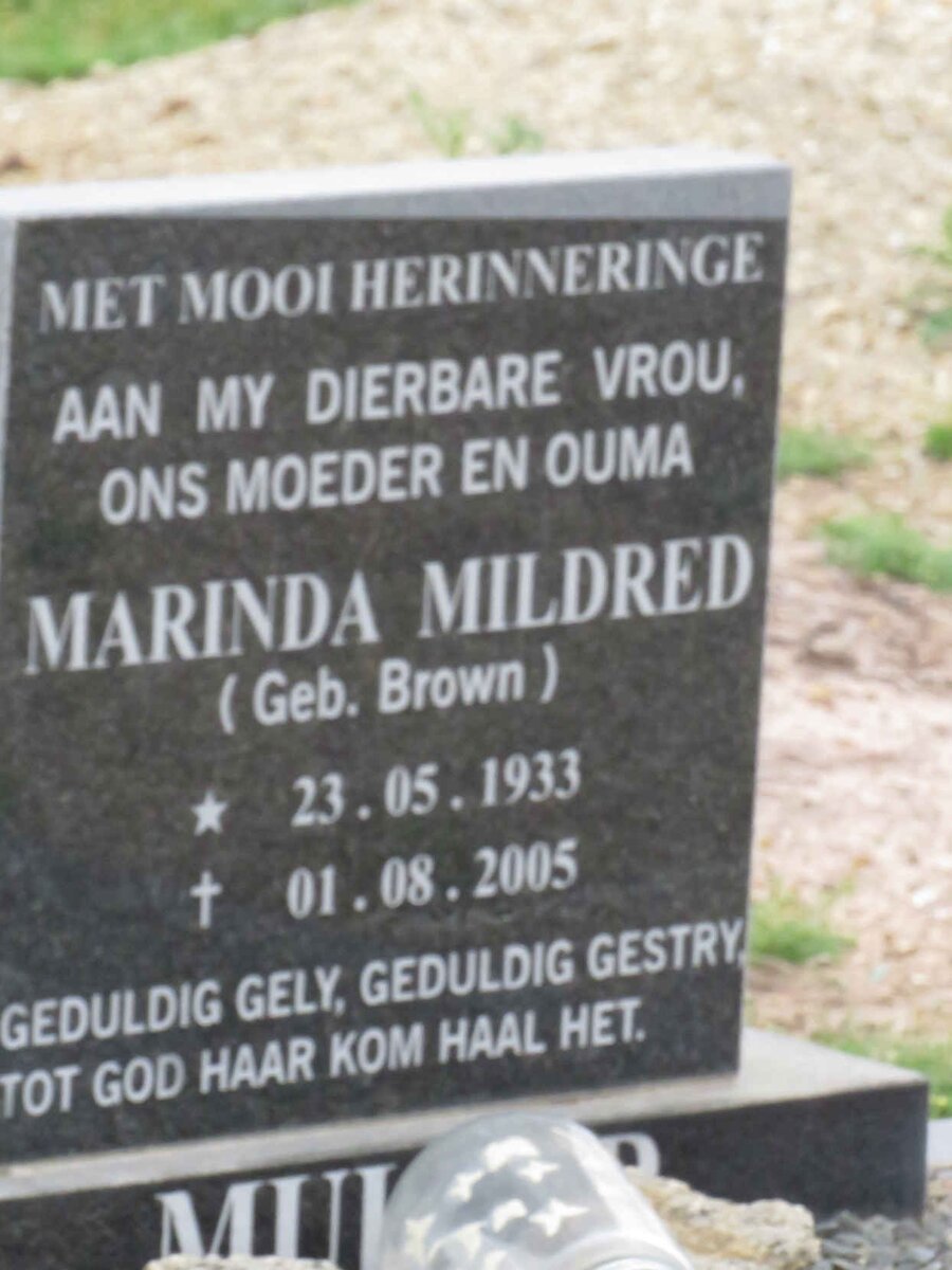 MULLER Marinda Mildred nee BROWN 1933-2005