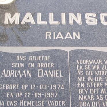 MALLINSON Adriaan Daniel 1974-1997