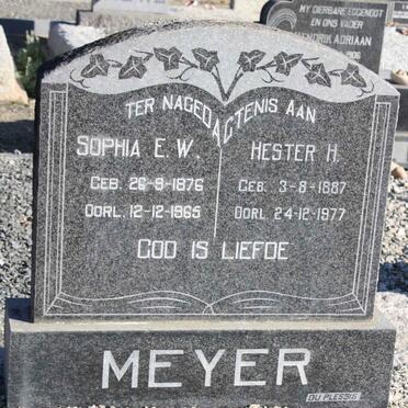 MEYER Sophia E.W. 1876-1965 :: MEYER Hester H. 1887-1977