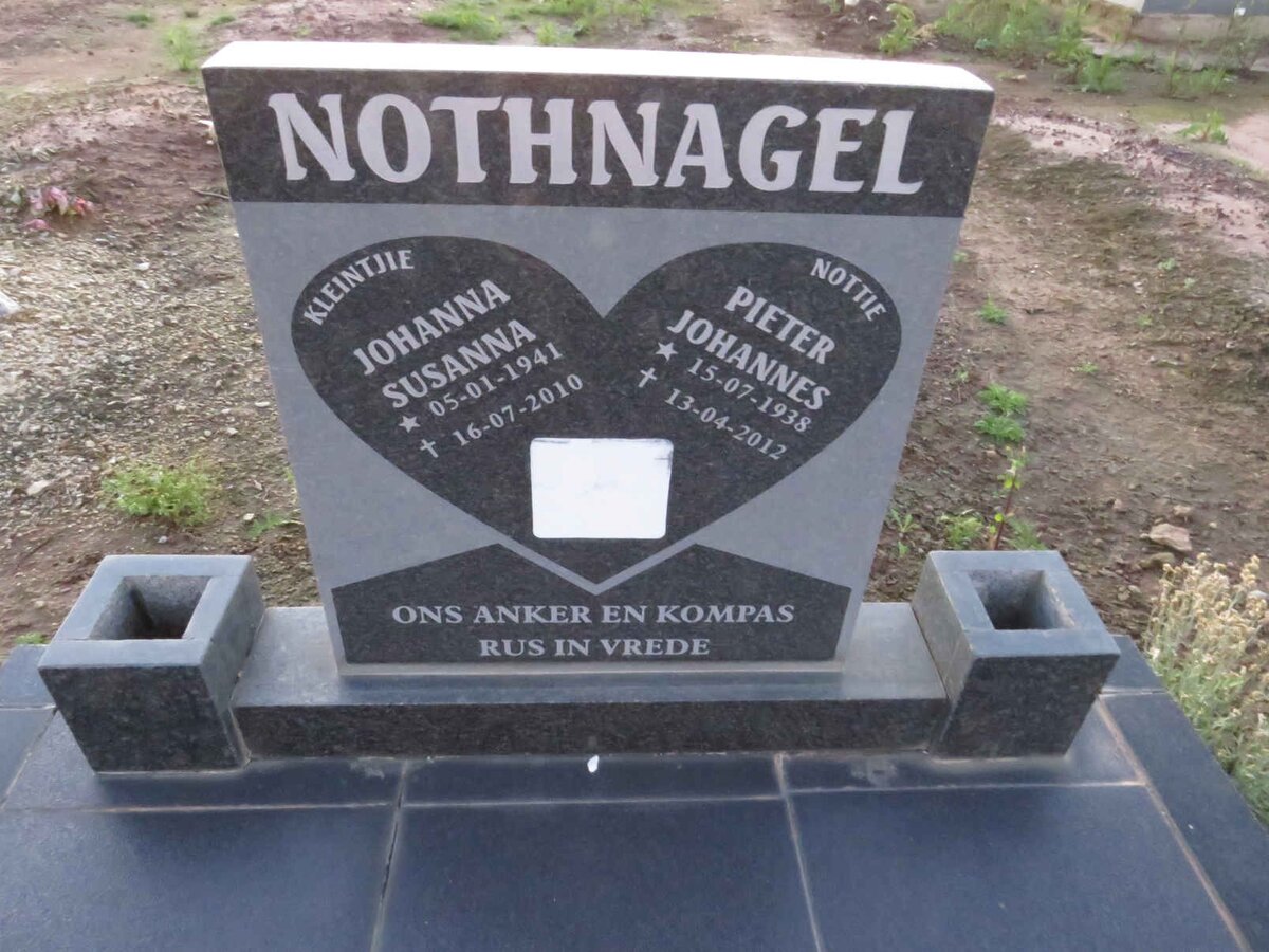 NOTHNAGEL Pieter Johannes 1938-2012 & Johanna Susanna 1941-2010