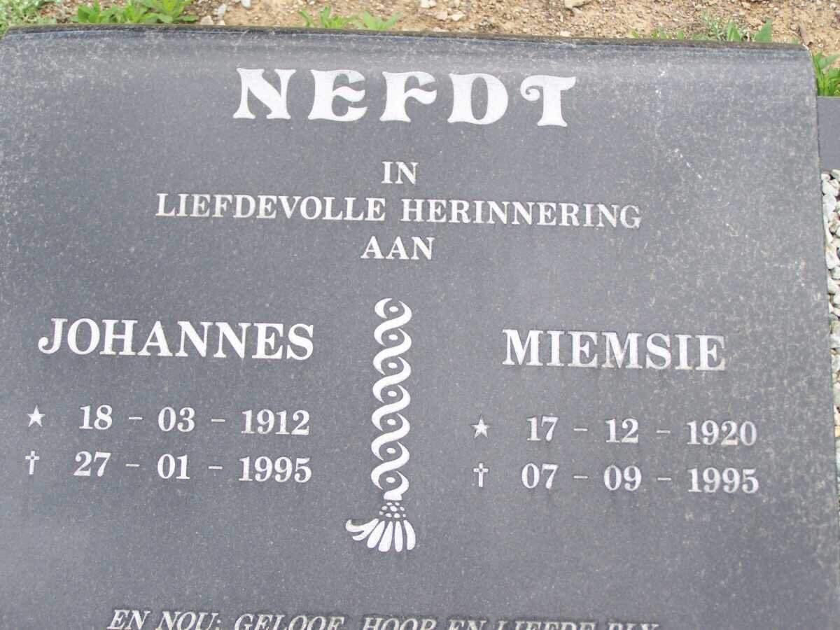 NEFDT Johannes 1912-1995 &amp; Miemsie 1920-1995
