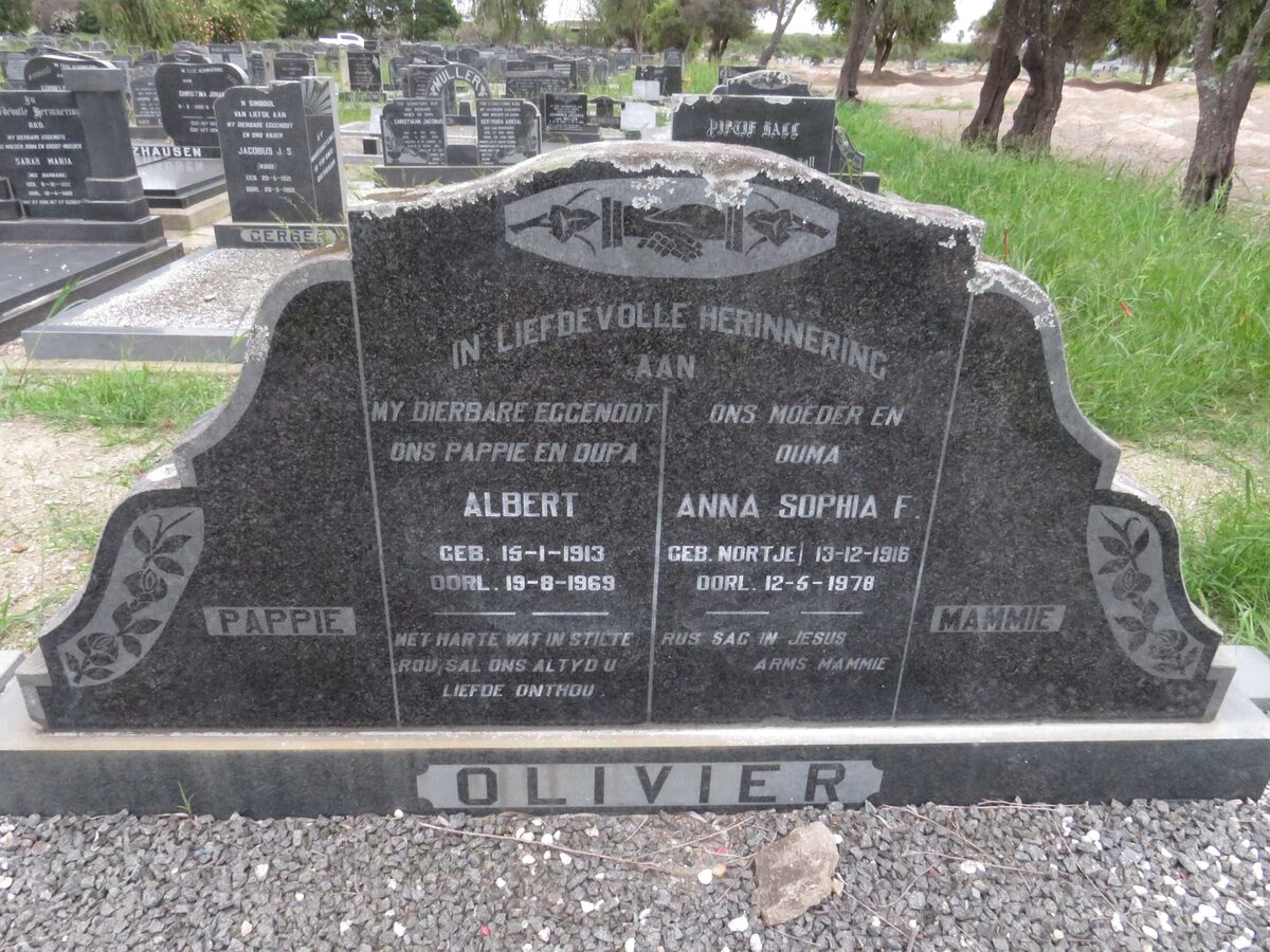 OLIVIER Albert 1913-1969 &amp; Anna Sophia F. NORTJE 1916-1978