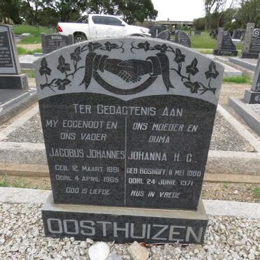 OOSTHUIZEN Jacobus Johannes 1881-1965 & Johanna H.C. BOSHOFF 1888-1971