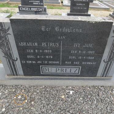 PREEZ Abraham Petrus, du 1900-1976 &amp; Ivy Jane 1905-1969