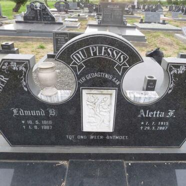 PLESSIS Edmund B., du 1918-1987 &amp; Aletta F. 1915-2007