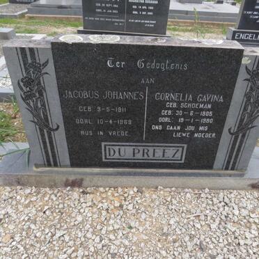 PREEZ Jacobus Johannes, du 1911-1969 &amp; Cornelia Gavina SCHOEMAN 1905-1980