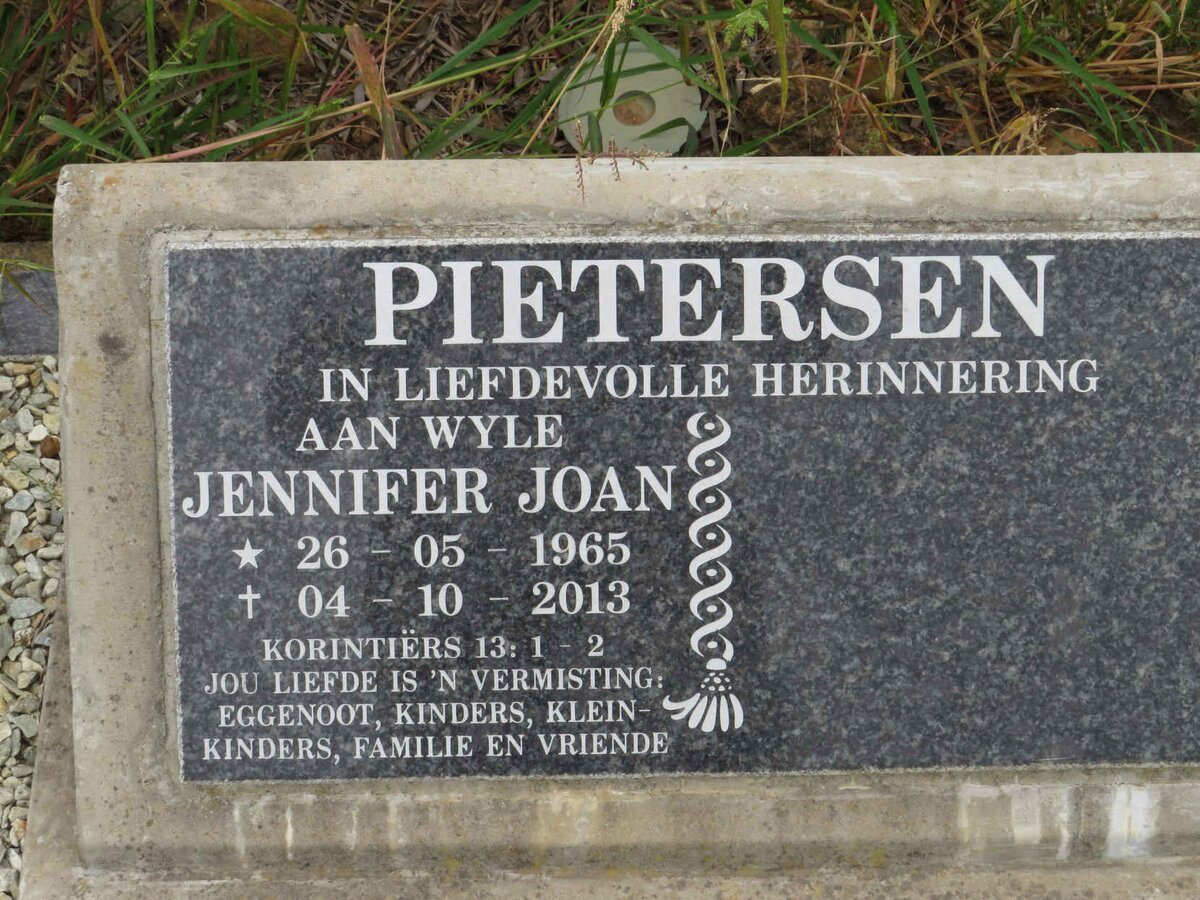 PIETERSEN Jennifer Joan 1965-2013