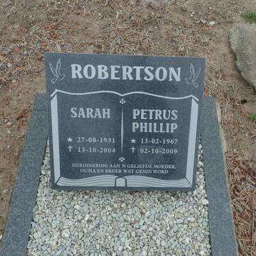 ROBERTSON Sarah 1931-2004 :: ROBERTSON Petrus Phillip 1967-2009