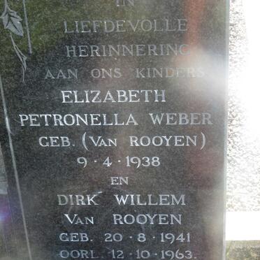 ROOYEN Dirk Willem, van 1941-1963 :: WEBER Elizabeth Petronella nee VAN ROOYEN 1938-
