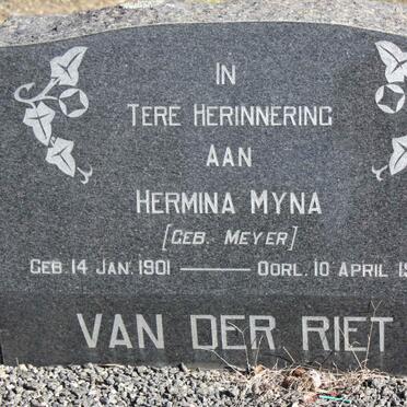 RIET Hermina Myna, van der nee MEYER 1901-1967