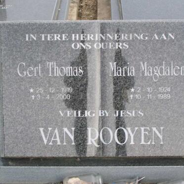 ROOYEN Gert Thomas, van 1919-2000 &amp; Maria Magdalena 1924-1989