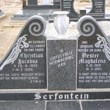 SERFONTEIN Christian Jacobus 1925-1986 &amp; Hester Magdalena 1929-2003