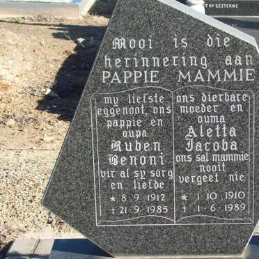 SMITH Ruben Benoni 1912-1985 &amp; Aletta Jacoba 1910-1989