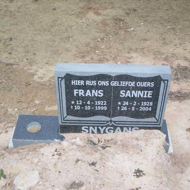 SNYGANS Frans 1922-1999 &amp; Sannie 1928-2004