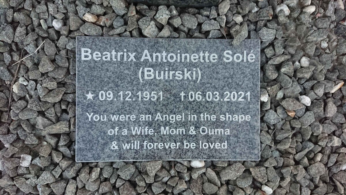 SOLE Beatrix Antoinette nee BUIRSKI 1951-2021