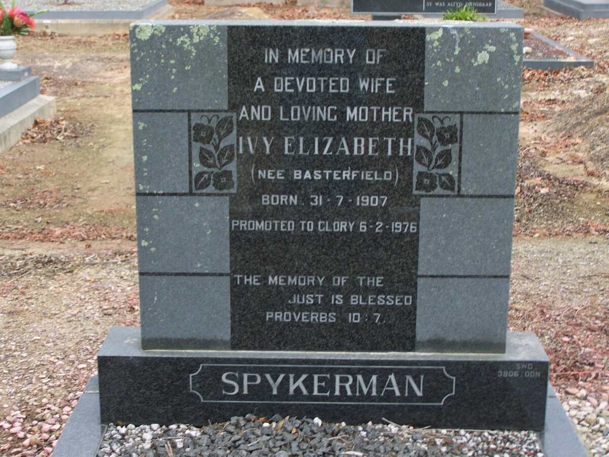 SPYKERMAN Ivy Elizabeth nee BASTERFIELD 1907-1976