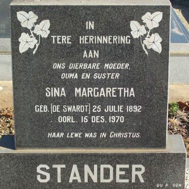 STANDER Sina Margaretha nee DE SWARDT 1892-1970