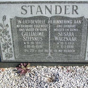 STANDER Gilliaume Stefanus 1907-1991 &amp; Susara Wagenaar 1911-1996