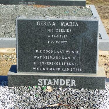 STANDER Gesina Maria nee ZEELIE 1917-1977