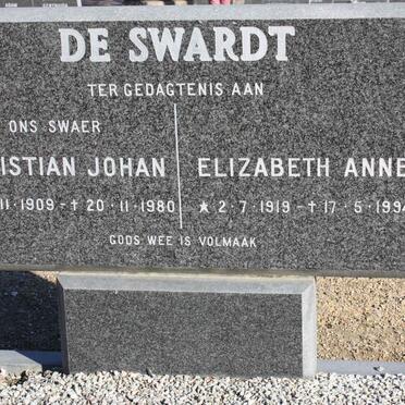 SWARDT Christian Johan, de 1909-1980 &amp; Elizabeth Anne 1919-1994