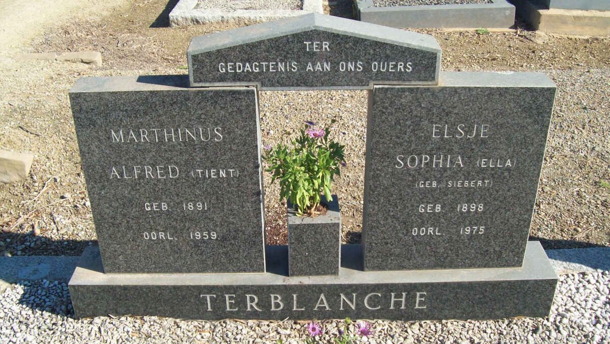 TERBLANCHE Alfred 1891-1959 &amp; Elsje Sophia SIEBERT 1898-1975