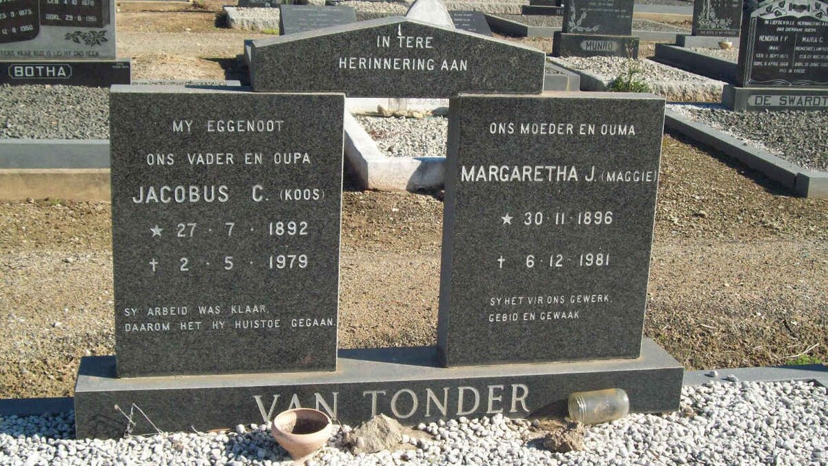 TONDER Jacobus C., van 1892-1979 &amp; Margaretha J. 1896-1981