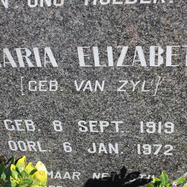TONDER Maria Elizabeth, van nee VAN ZYL 1919-1972