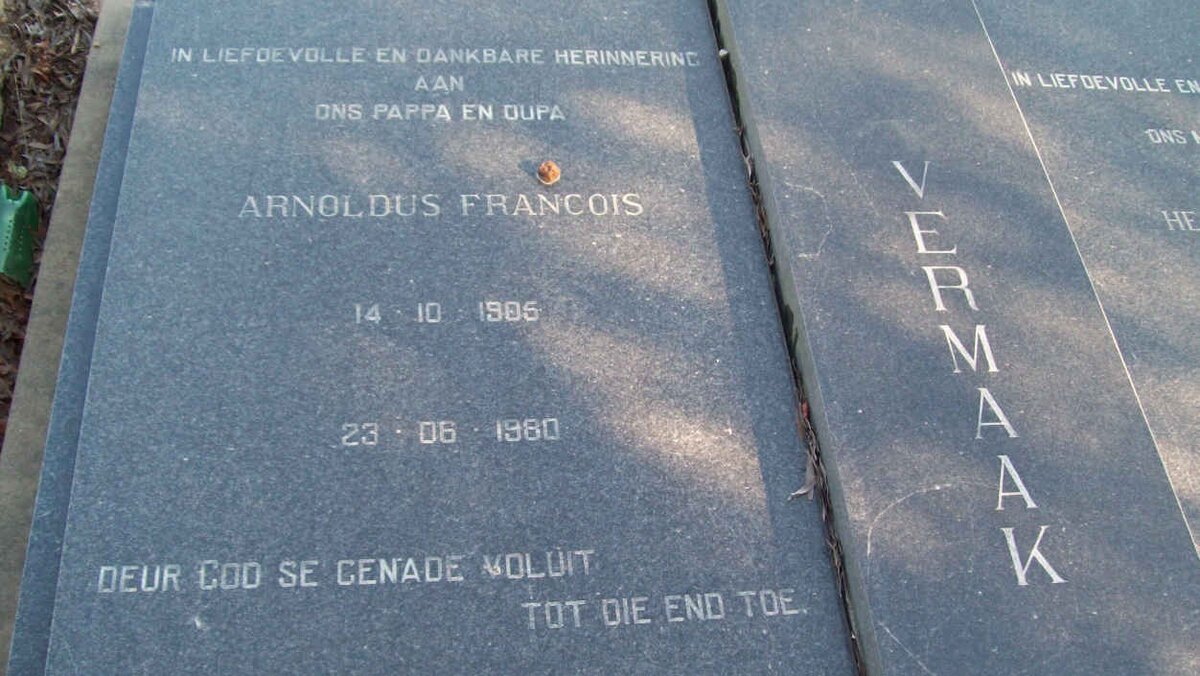 VERMAAK Arnoldus Francois 1905-1980
