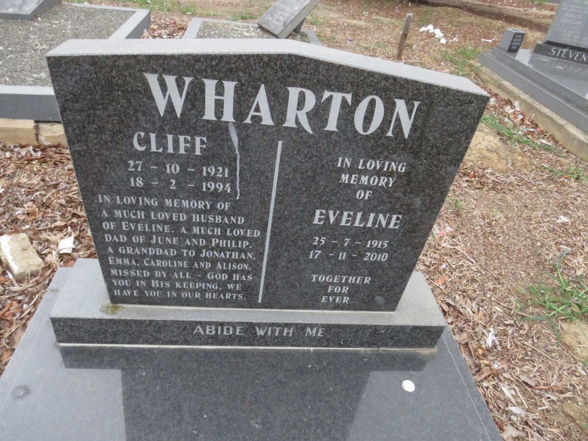 WHARTON Cliff 1921-1994 &amp; Eveline 1915-2010
