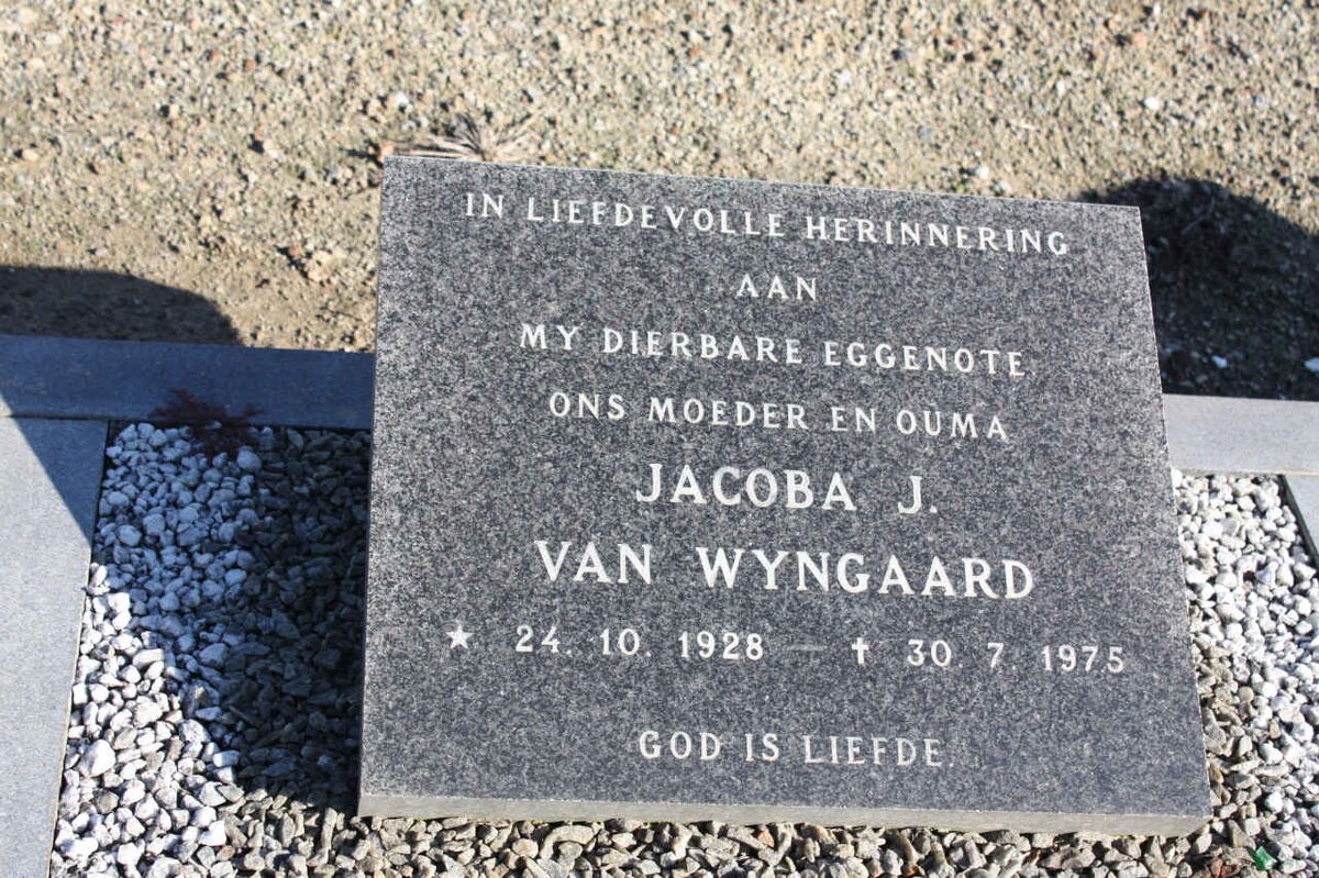 WYNGAARD Jacoba J., van 1928-1975