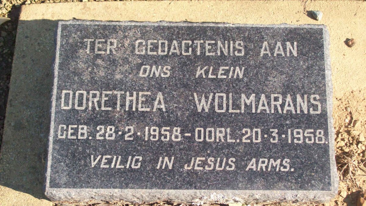 WOLMARANS Dorethea 1958-1958