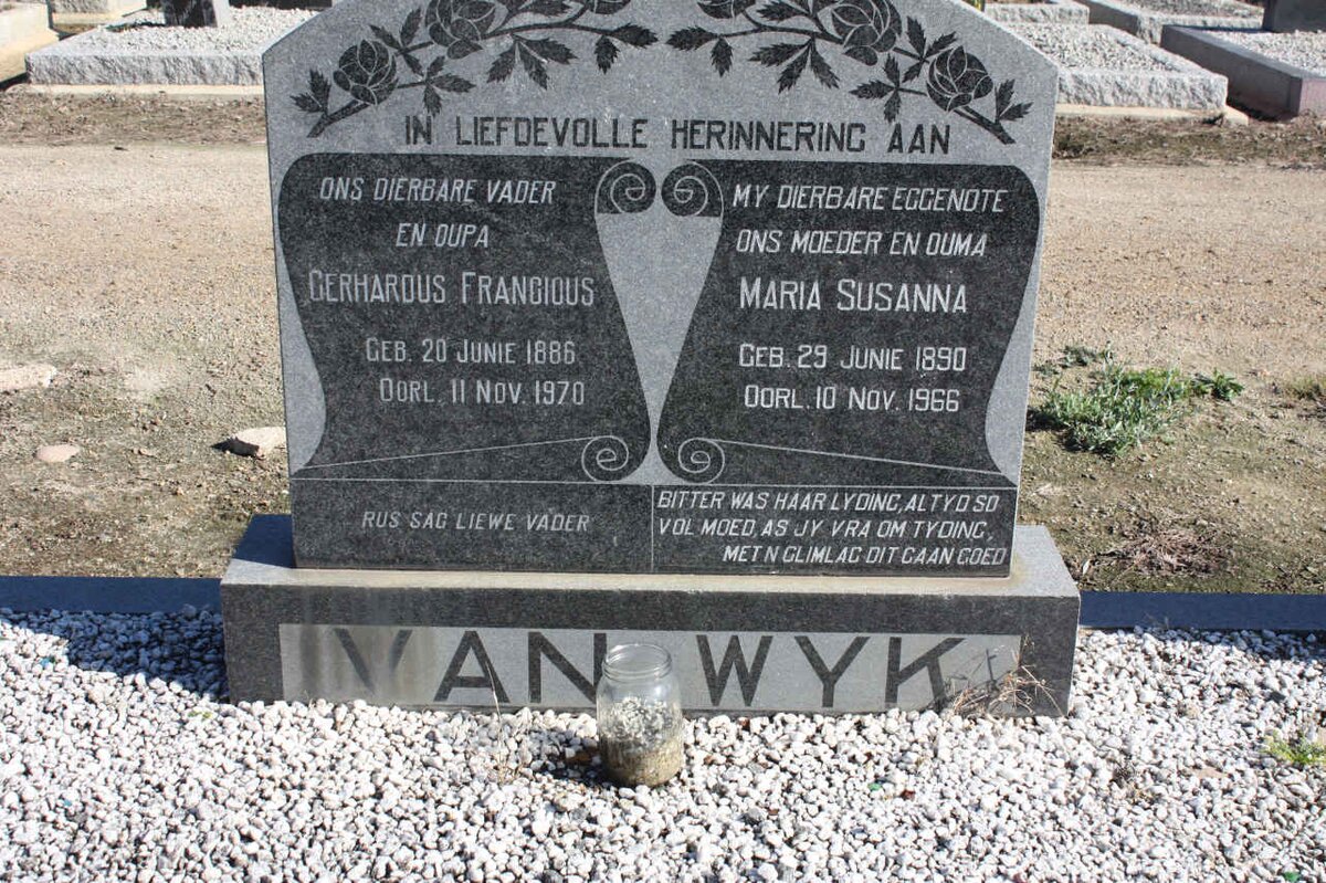WYK Gerhardus Francious, van 1886-1970 &amp; Maria Susanna 1890-1966