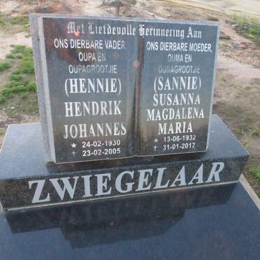 ZWIEGELAAR Hendrik Johannes 1930-2005 & Susanna Magdalena Maria 1932-2012