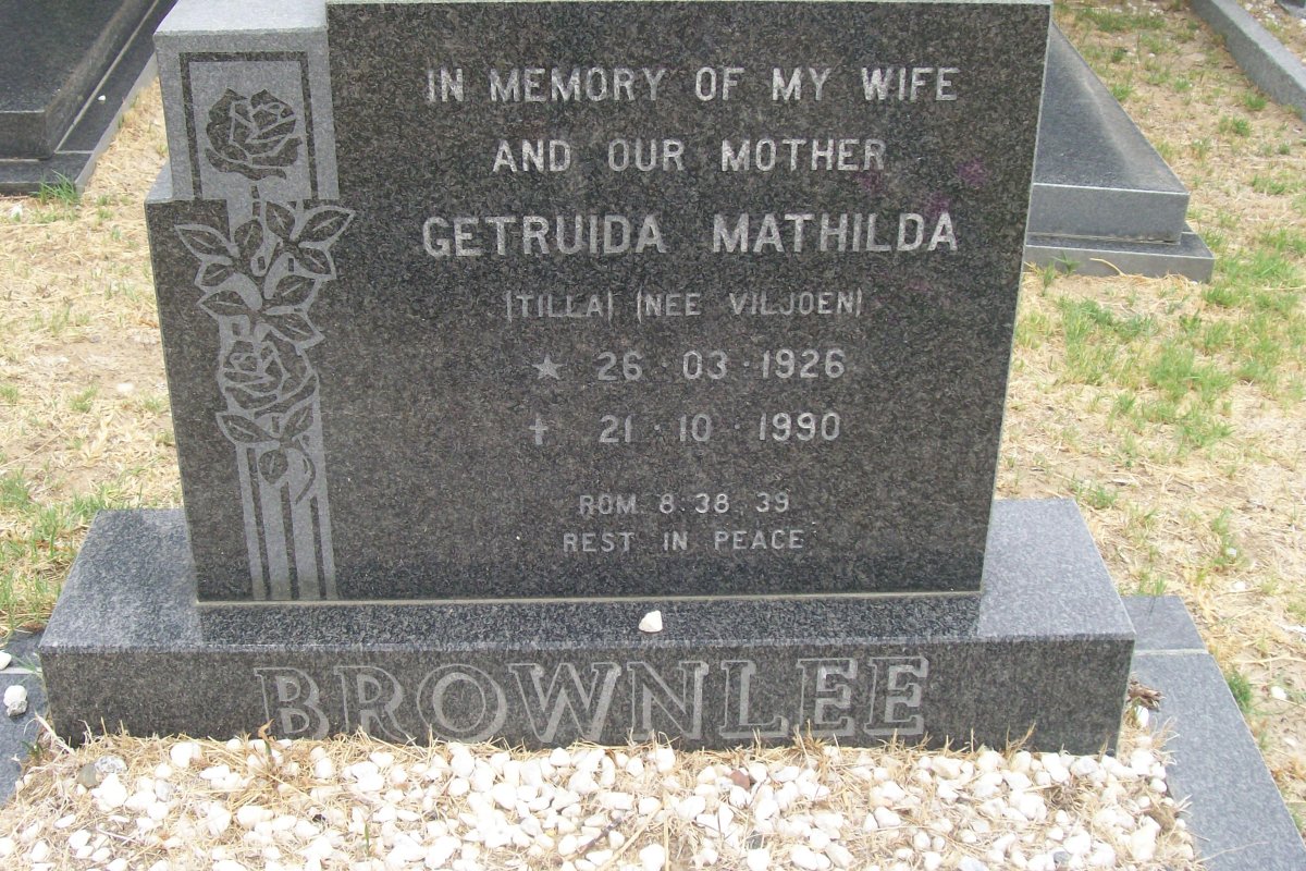 BROWNLEE Getruida Mathilda nee VILJOEN 1926-1990